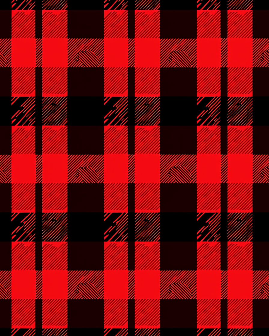 Classic Red Black Plaid Pattern Rug