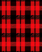 Classic Red Black Plaid Pattern Rug