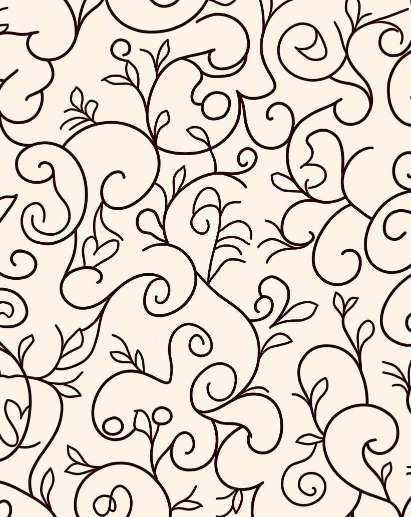 Elegant Swirl Botanical Pattern Rug
