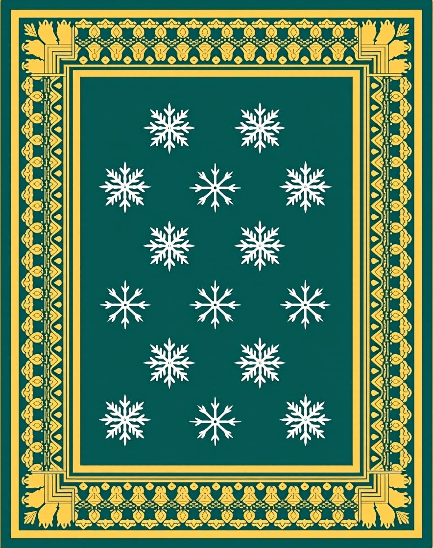 Emerald Green Snowflake Pattern Rug