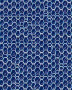 Abstract Hexagonal Blue Pattern Rug