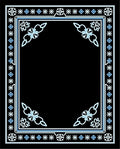 Black Floral Border With Sky Blue Accents Rug