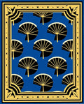 Blue Fan Pattern Art Deco Rug