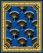 Blue Fan Pattern Art Deco Rug