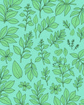 Botanical Green Leaf Pattern Rug