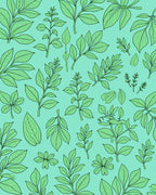 Botanical Green Leaf Pattern Rug
