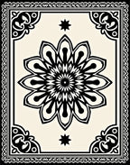 Intricate Black Floral Starburst Motif Rug