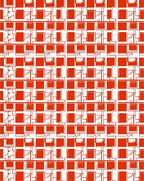 Red Geometric Grid Linear Design Rug