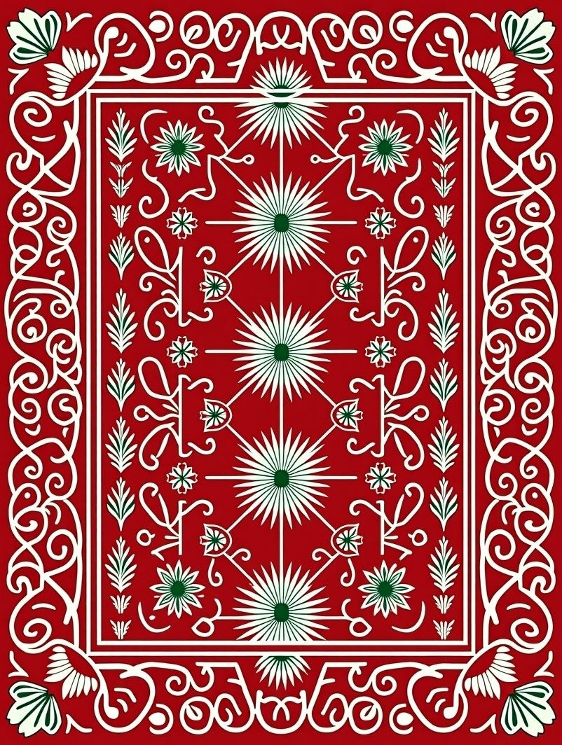Ornate Red Floral Motif Rug