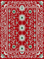 Ornate Red Floral Motif Rug