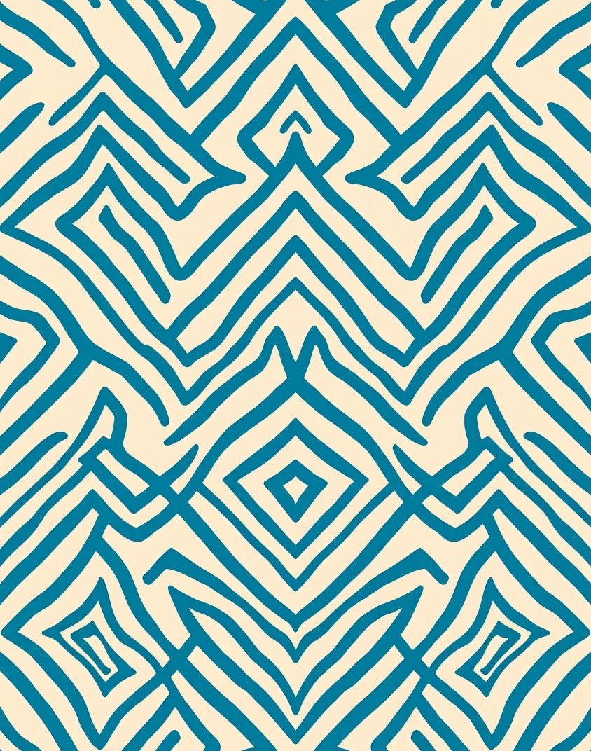 Teal Abstract Geometric Pattern Rug