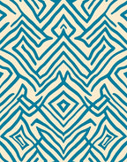 Teal Abstract Geometric Pattern Rug