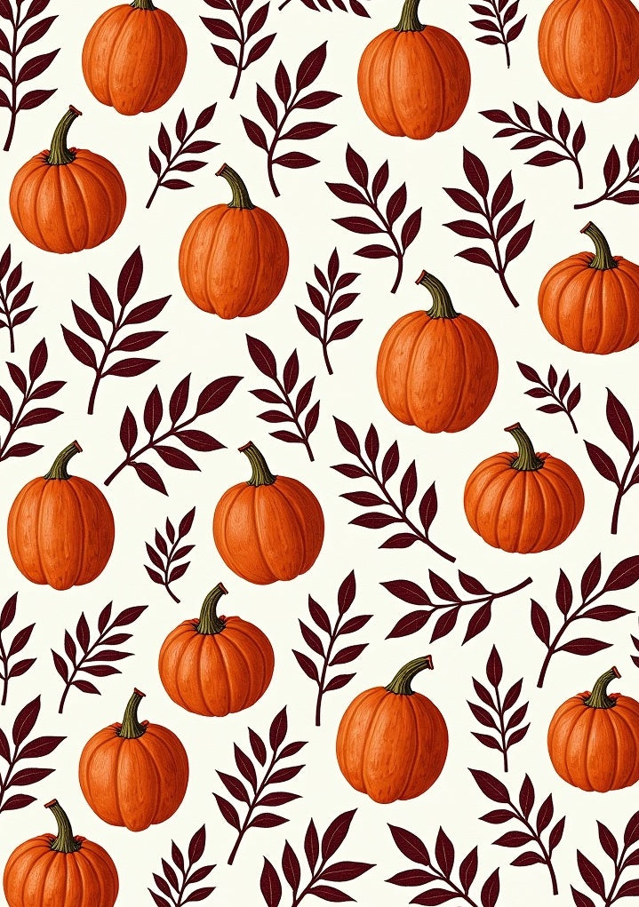Orange Pumpkin Vine Pattern Rug