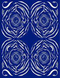 Abstract White Swirl Indigo Pattern Rug