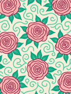 Pink Rose Floral Swirls Pattern Rug