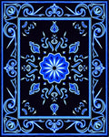 Vibrant Blue Paisley Floral Patterned Rug