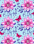 Pink Floral Butterfly Pattern Design Rug