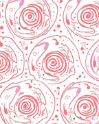 Pink Abstract Swirl Dot Design Rug