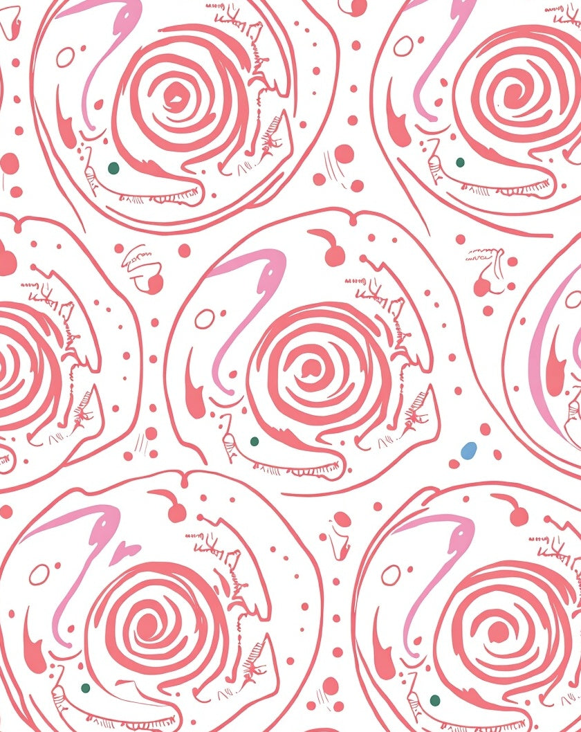 Pink Abstract Swirl Dot Design Rug