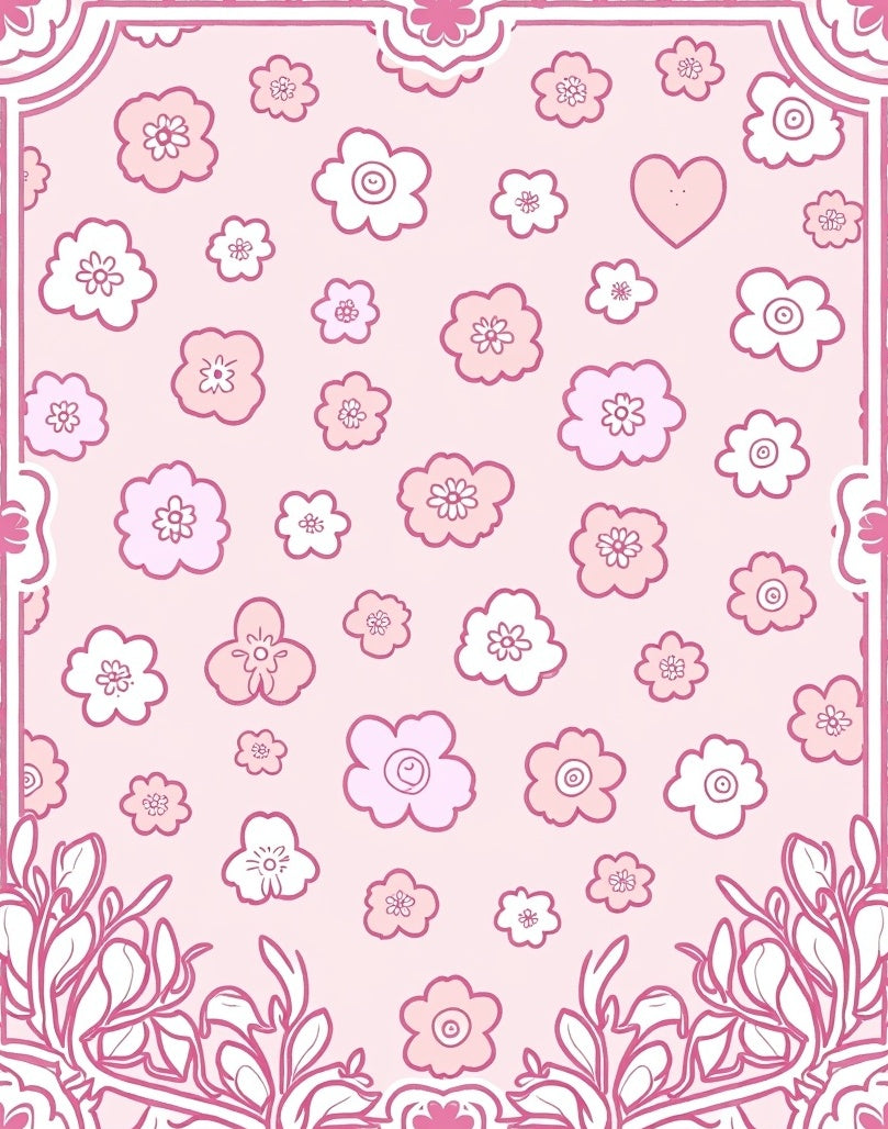 Sweet Blossom Heart Pattern Rug