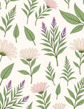 Botanical Leaf and Flower Pattern Rug