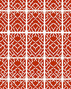Red White Intricate Geometric Pattern Rug