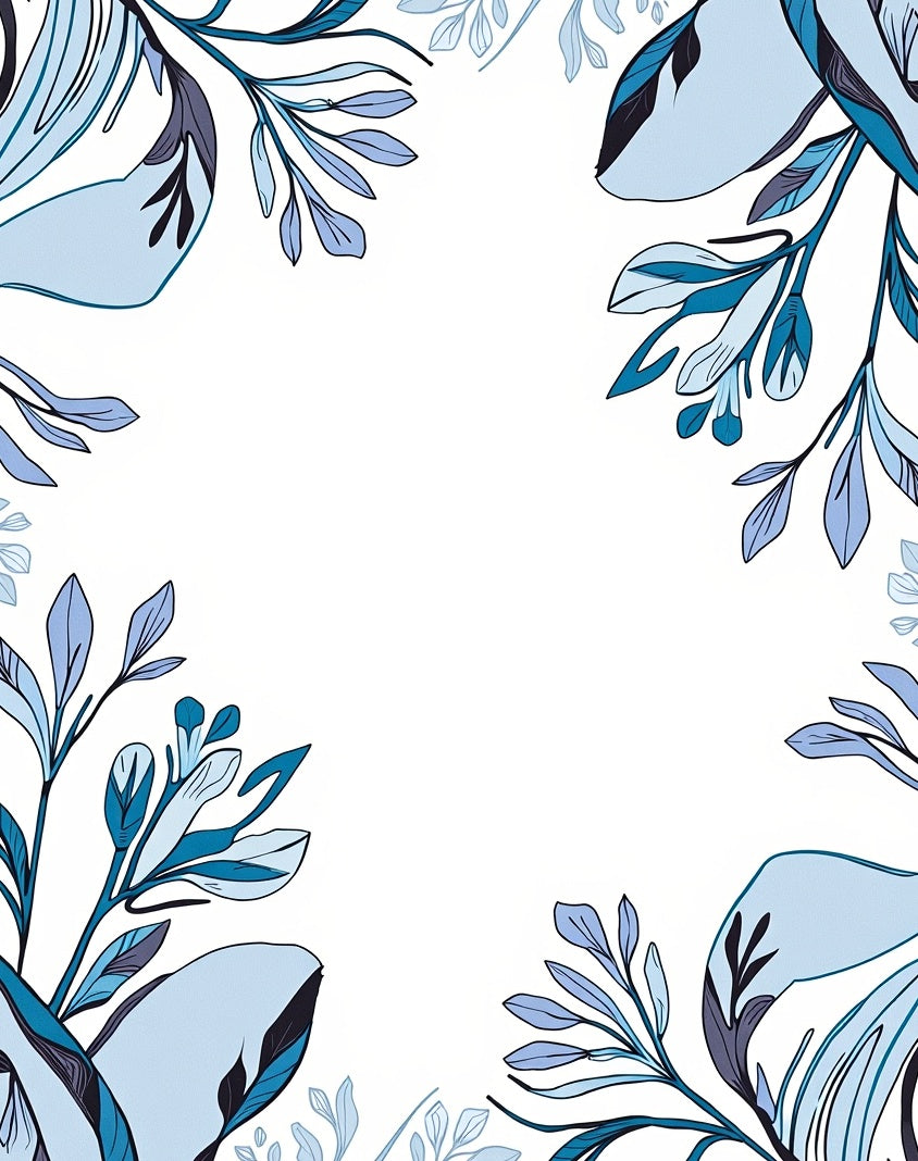 Blue Botanical Floral Corner Design Rug