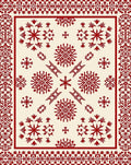 Red Snowflake Patterned Medallion Rug