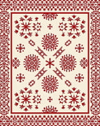 Red Snowflake Patterned Medallion Rug