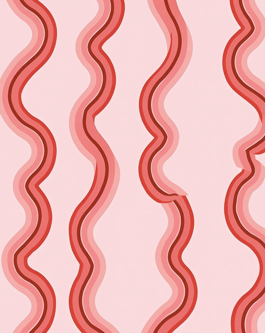 Retro Wavy Red Stripes Rug
