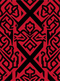 Bold Red Black Tribal Pattern Rug
