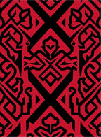 Bold Red Black Tribal Pattern Rug
