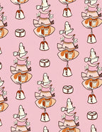 Pink Layered Doll Arrangement Rug