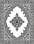 Ornate Floral Frame Black and White Design Rug