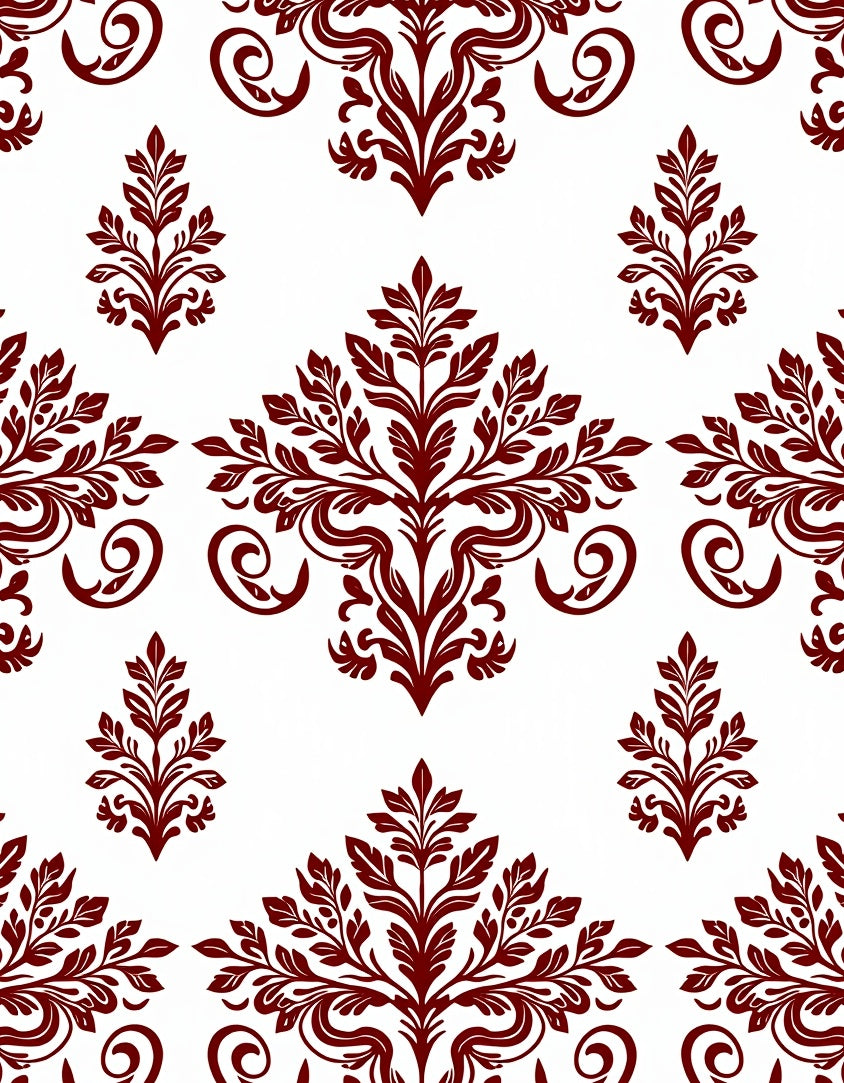 Ornate Floral Leaf Scroll Pattern Rug