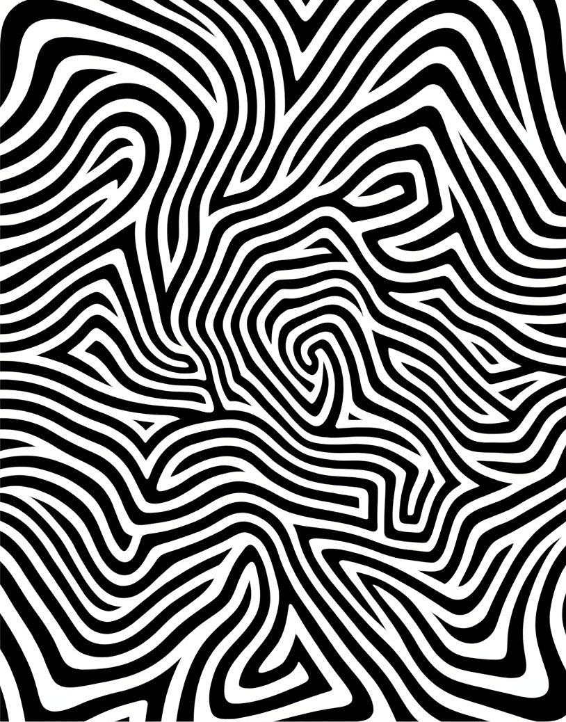 Bold Black White Wavy Pattern Rug