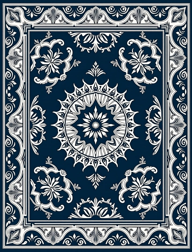 Ornate Floral Mandala Patterned Rug