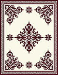 Ornate Burgundy Scrollwork Mandala Design Rug