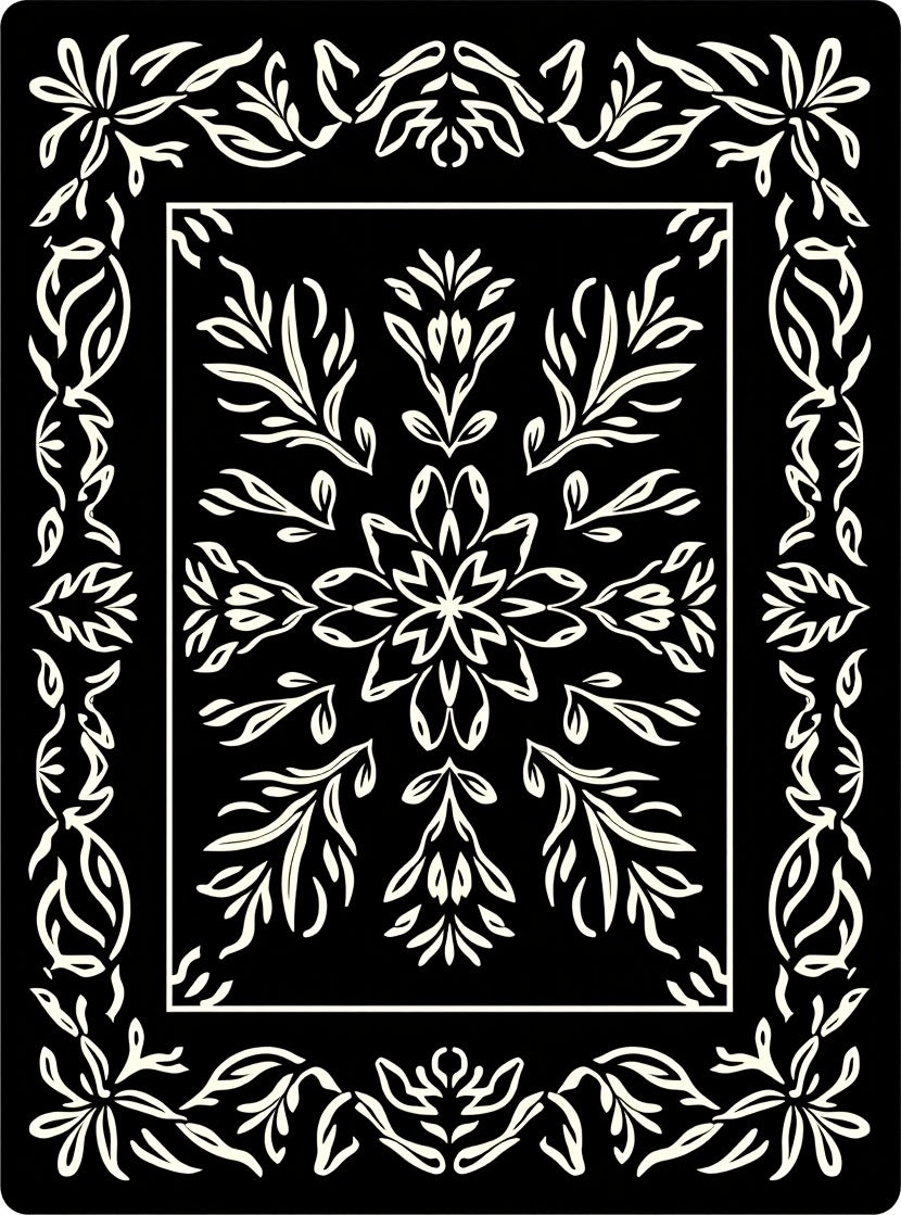 Ornate Floral Bordered Centerpiece Design Rug