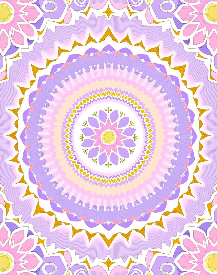 Pastel Mandala Floral Pattern Rug