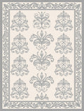 Elegant Grey Damask Floral Scrollwork Rug