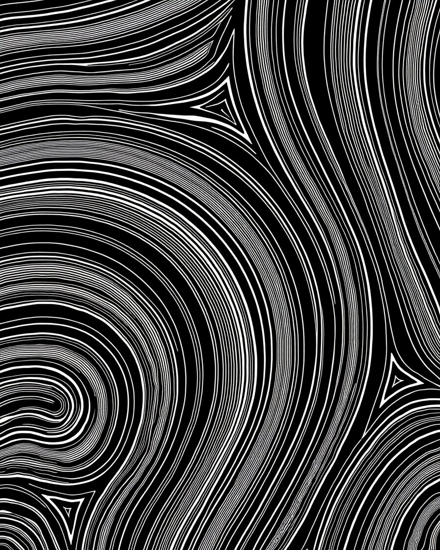 Black White Abstract Swirls Rug