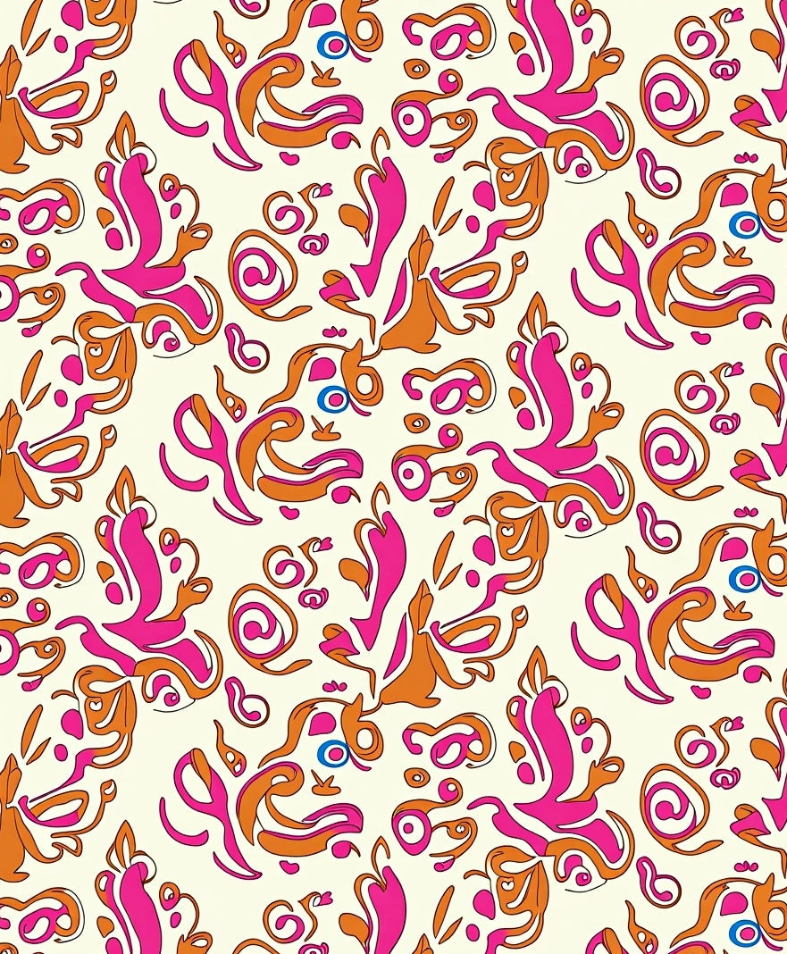 Abstract Floral Swirl Pattern Rug