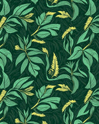 Emerald Green Tropical Leaf Swirl Rug