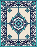 Vibrant Teal Floral Medallion Pattern Rug