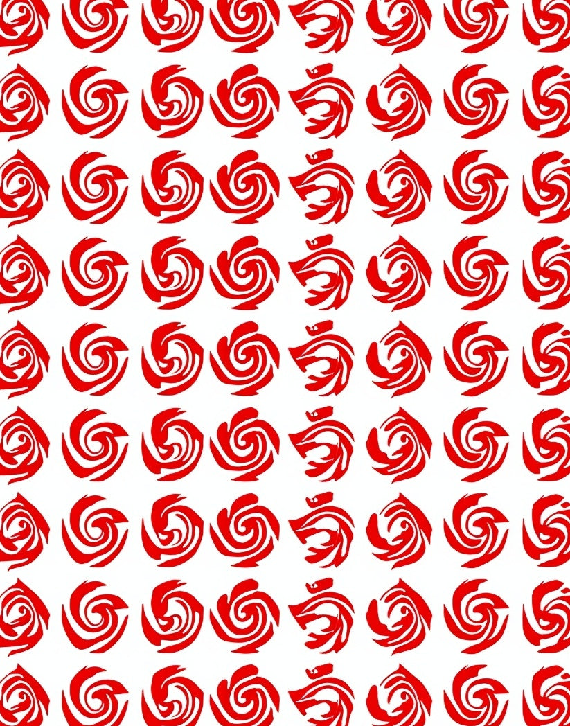 Red Floral Swirl Pattern Rug