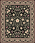 Black Floral Vine Classic Pattern Rug
