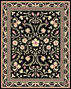 Black Floral Vine Classic Pattern Rug
