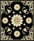 Ornate Black Gold Floral Pattern Rug