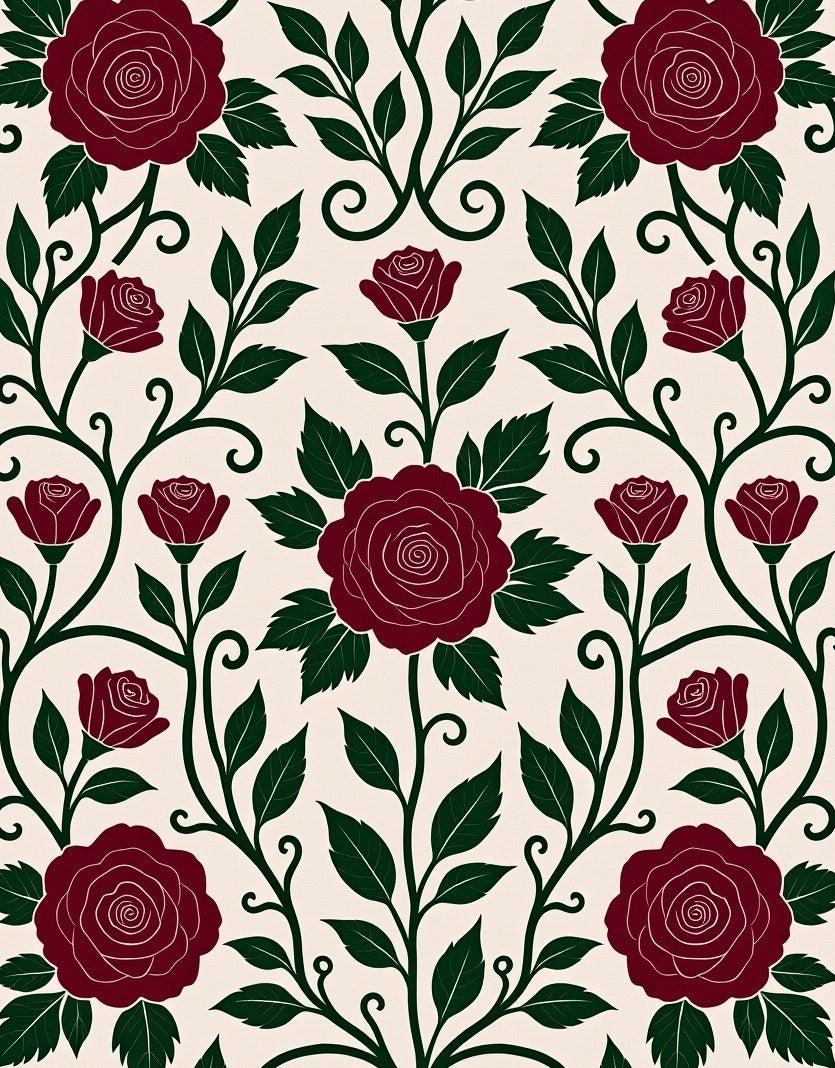 Elegant Rose and Vine Pattern Rug